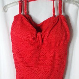 Catalina Womens Sz XL 16-18 XG Orange Lace Swim To